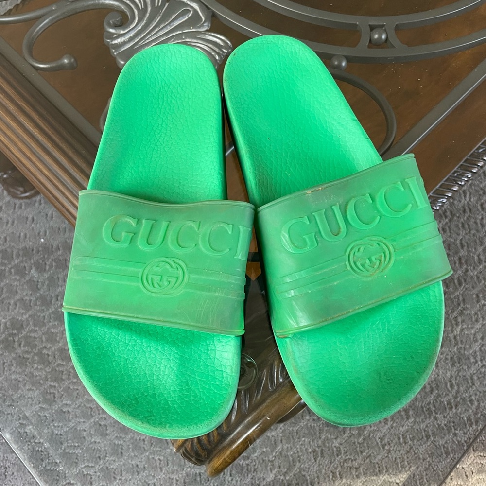 Green Gucci Slides